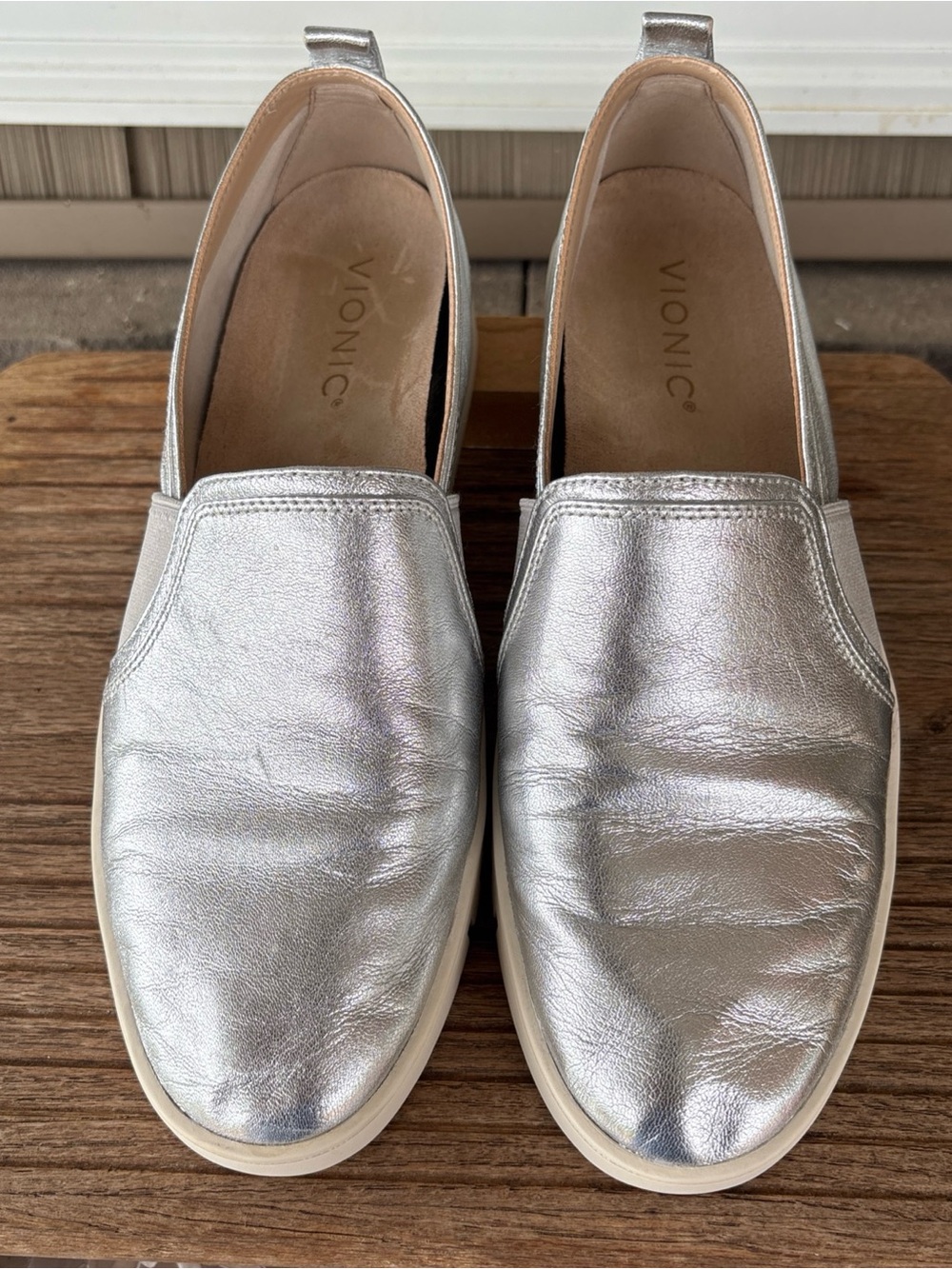 Vionic Metallic Silver Slip-On Clogs 8.5